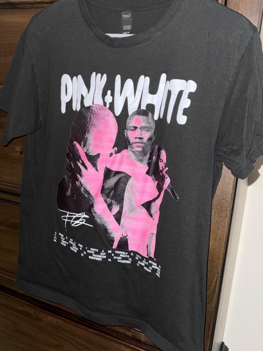 Pink & White Graphic T-Shirt - Black with Pink and White Print